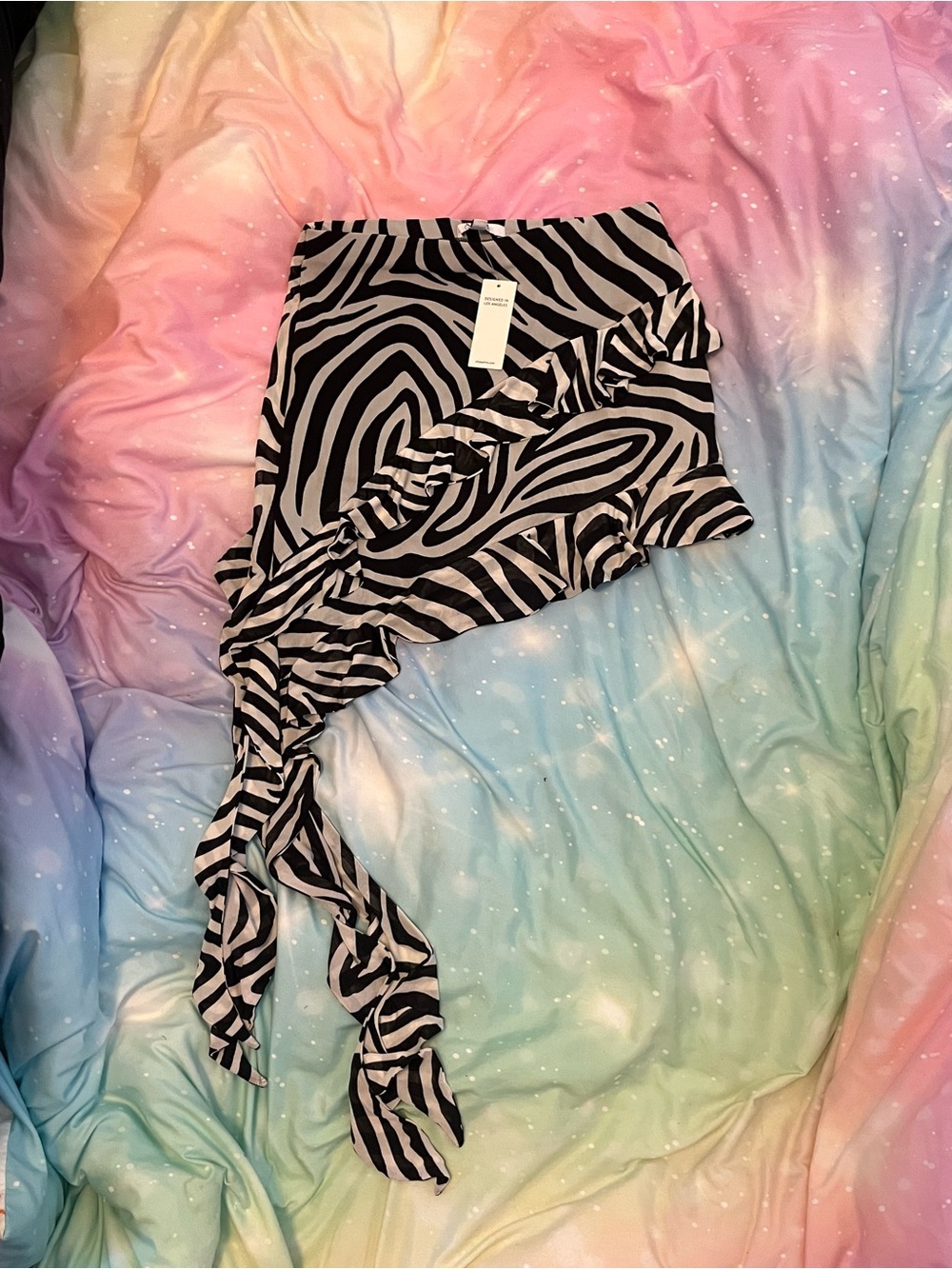 AFRM Black and White Zebra Print Mini Skirt